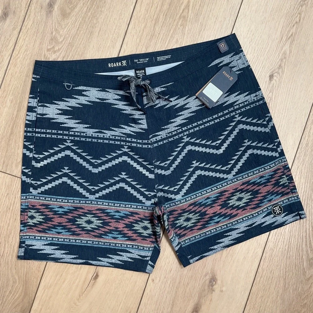 Roark The Chiller Board Shorts Aztec Print Swim Trunks 36‎